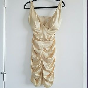 Rubber Ducky bodycon satin Gold dress